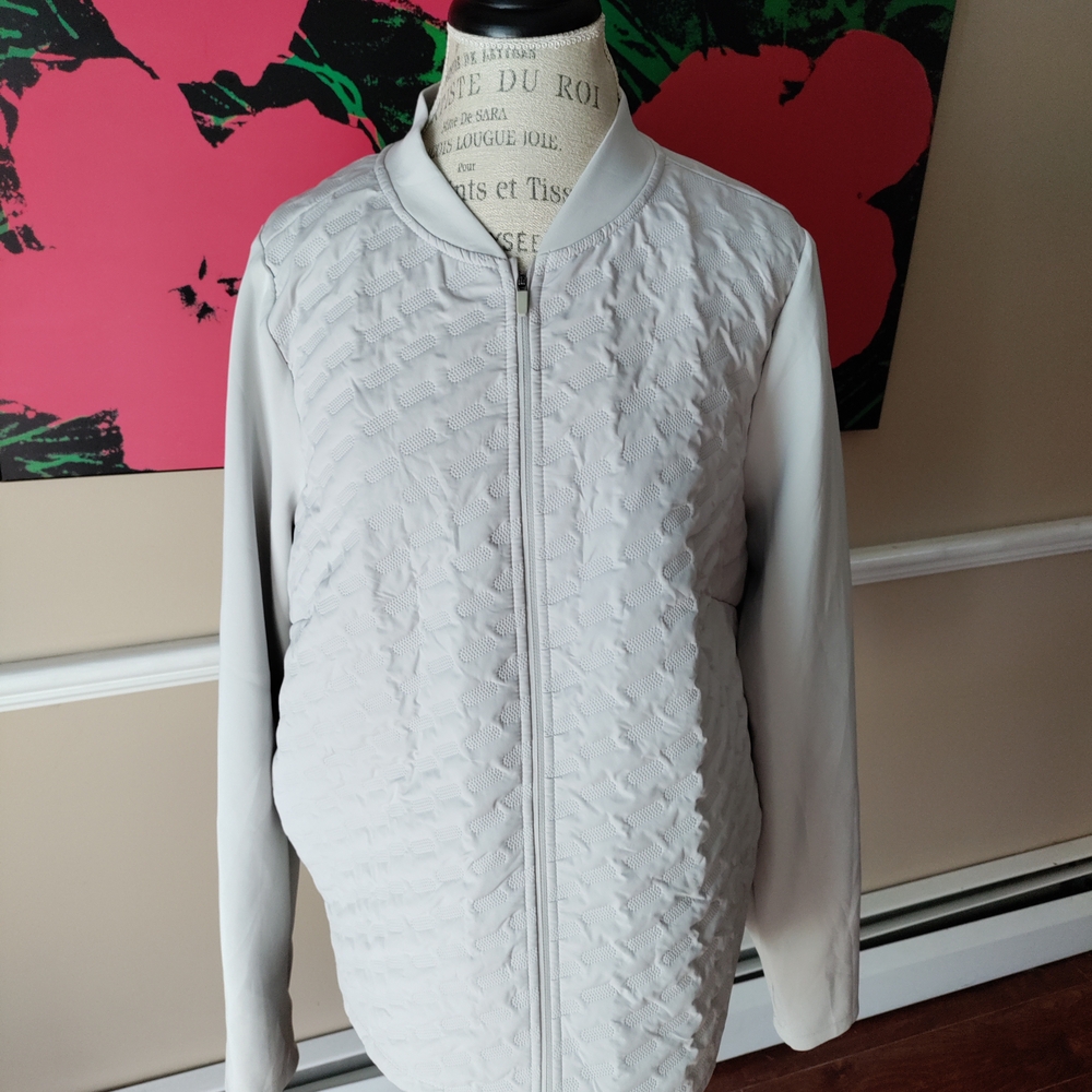 Avia Light Gray Sporty Nylon Bomber Jacket Size 3XL
